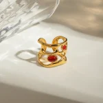 انگشتر سنگ عقیق نامنظم روکش طلا ماریس