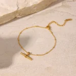 پابند زنجیری توپی T روکش طلا از ماریس