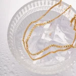 گردنبند 2 لاین زنجیر کلاسیک روکش طلا ماریس
