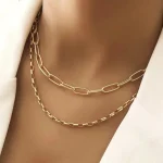 گردنبند 2 لاین مینیمال روکش طلا