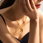 گردنبند رنگارنگ مدل قطره روکش طلا ماریس