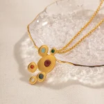 گردنبند رنگارنگ مدل قطره ماریس با روکش طلا