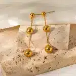 گوشواره توپی بلند روکش طلا از برند ماریس