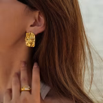 گوشواره چکشی مربعی روکش طلا